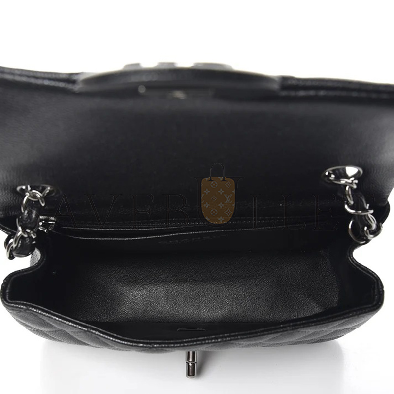 CHANEL IRIDESCENT CAVIAR QUILTED MINI RECTANGULAR FLAP BLACK A69900 (20*13*6cm)